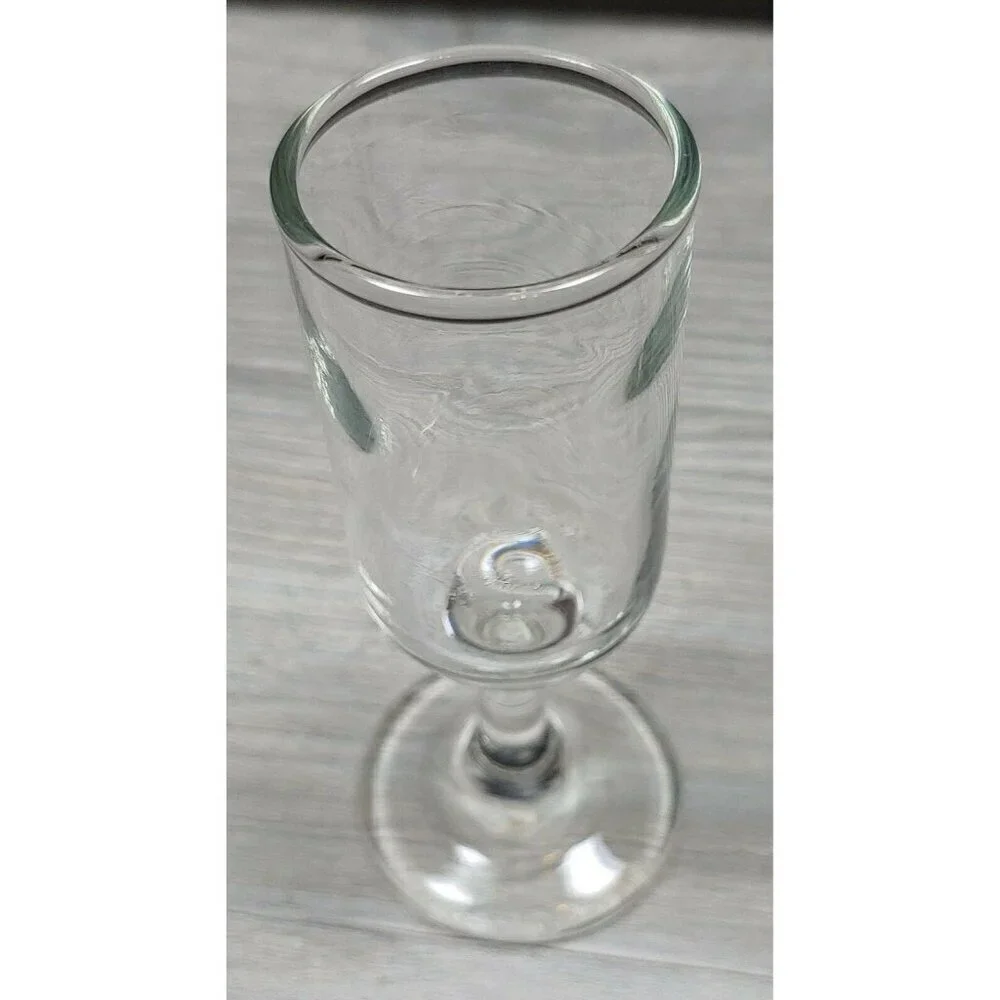 Clear Champagne Cordial Flute Shaped Glasses Short Stemmed Set of 4 Vintage
